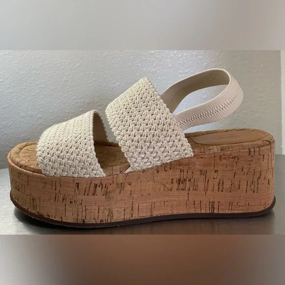 Women's Cream Woven Platform Slingback Sandals - Picture 8 of 8